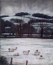 Sheep in the
                  snow