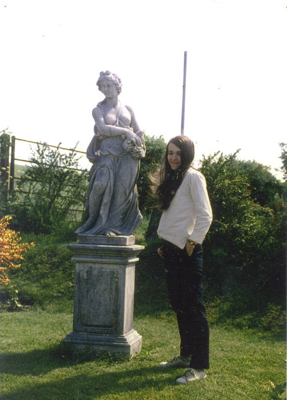 Christine with statue